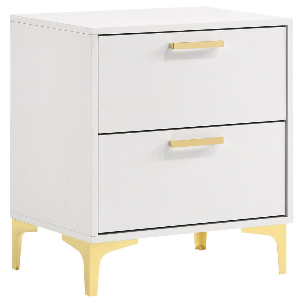 Dle 4pc California King Bedroom Set | White Faux Leather | Modern Gold BM340059
