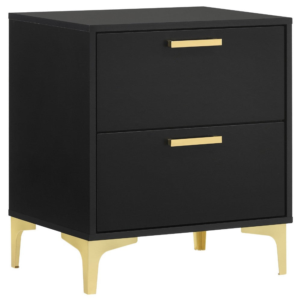 Dle 4pc Queen Bedroom Set | Tufted Black Velvet | Modern Gold Accent
