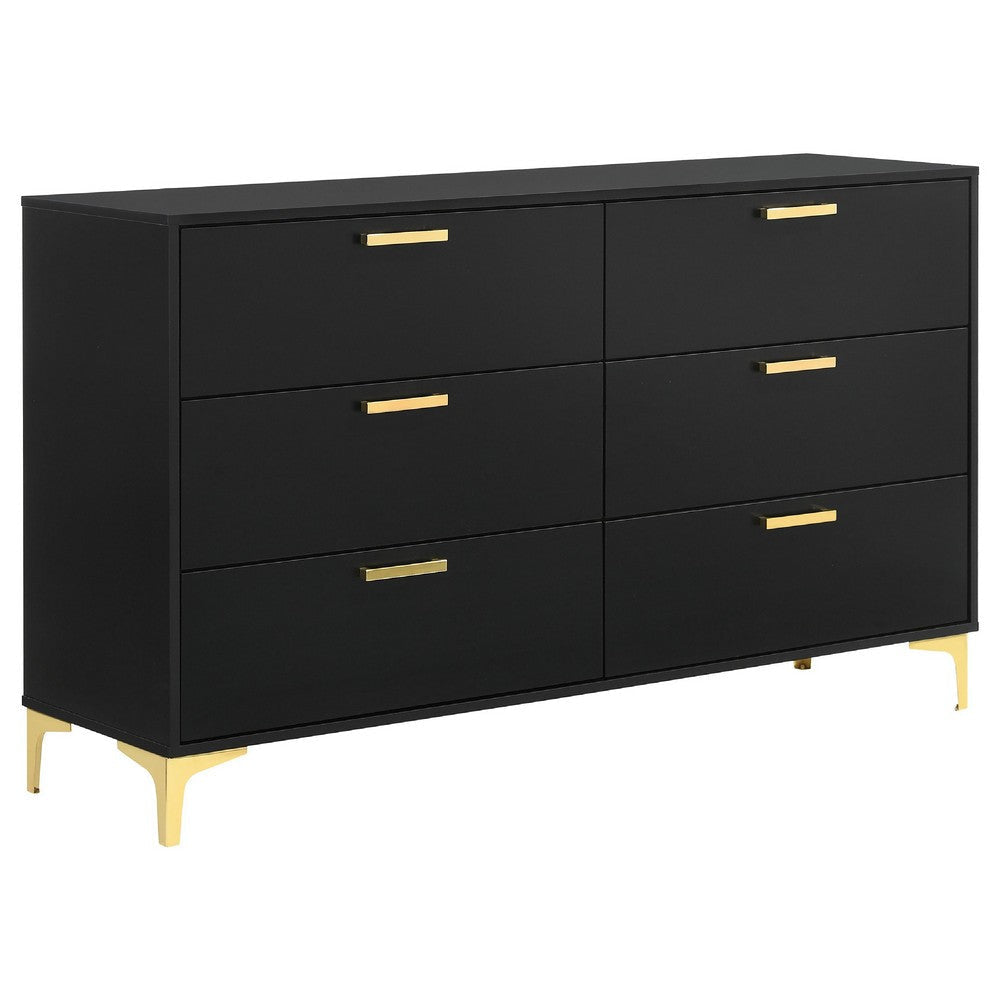 Dle 4pc Queen Bedroom Set | Tufted Black Velvet | Modern Gold Accent BM340061