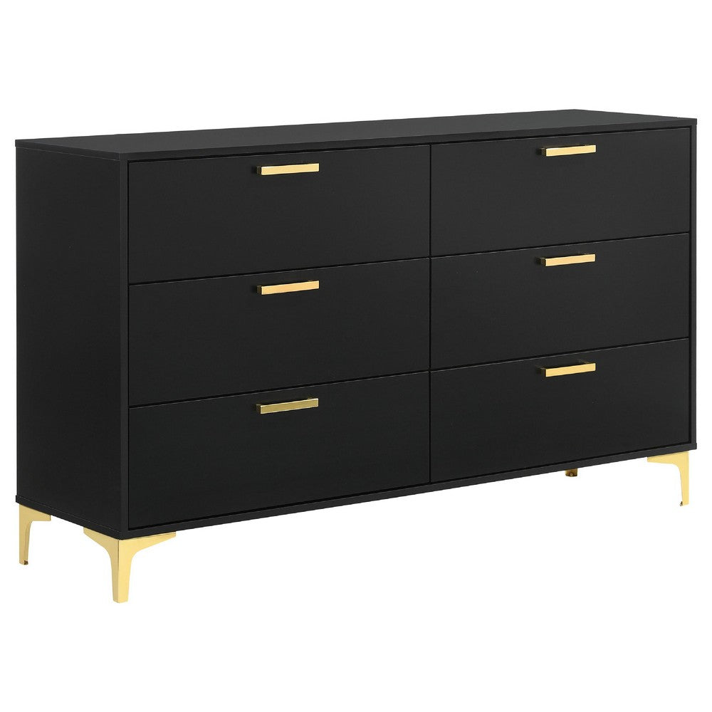 Dle 4pc Queen Bedroom Set | Tufted Black Velvet | Modern Gold Accent
