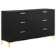 Dle 4pc Queen Bedroom Set | Tufted Black Velvet | Modern Gold Accent