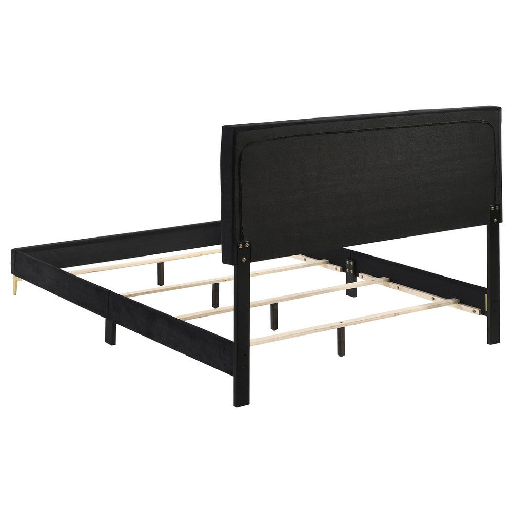 Dle 5pc Queen Bedroom Set | Tufted Black Velvet | Modern Gold Accent
