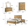 Wemy 5pc Queen Size Bed Set | Rustic Brown Pine Wood| Tapered Legs BM340072