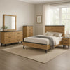 Wemy 5pc Queen Size Bed Set | Rustic Brown Pine Wood| Tapered Legs BM340072