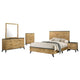 Wemy 5pc Queen Size Bed Set | Rustic Brown Pine Wood| Tapered Legs
