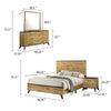 Wemy 4 Piece King Bed Set | Rustic Brown Pine Wood| Tapered Legs BM340073