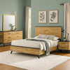 Wemy 4 Piece King Bed Set | Rustic Brown Pine Wood| Tapered Legs