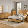 Wemy 5 Piece King Bed Set | Rustic Brown Pine Wood | Tapered Legs