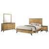 Wemy 4 Piece Full Bed Set | Rustic Brown Pine Wood| Tapered Legs