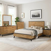 Wemy 5 Piece Full Bed Set | Rustic Brown Pine Wood | Tapered Legs