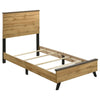 Wemy 4 Piece Twin Bed Set | Rustic Brown Pine Wood | Tapered Legs BM340077