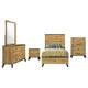 Wemy 5 Piece Twin Bed Set | Rustic Brown Pine Wood | Tapered Legs