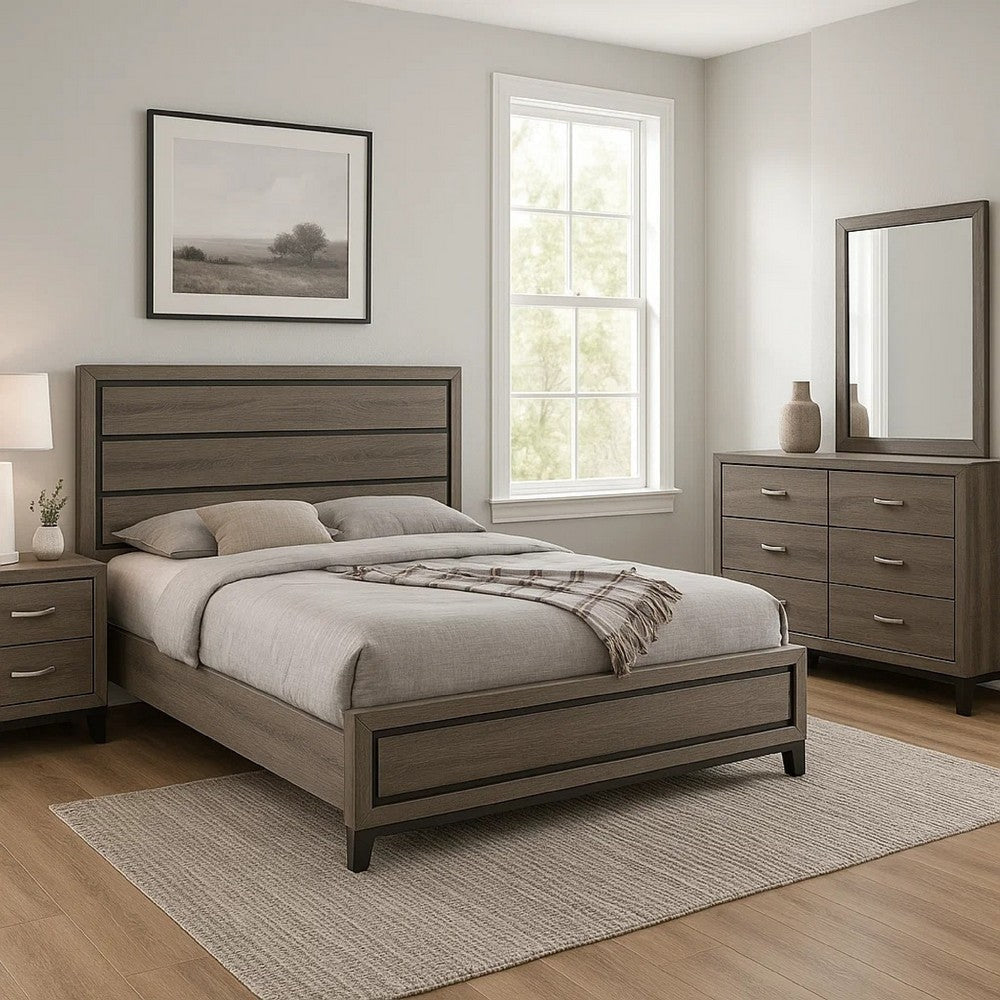 Mela 4pc Queen Bedroom Set | Nightstand Dresser and Mirror | Oak Gray BM340079