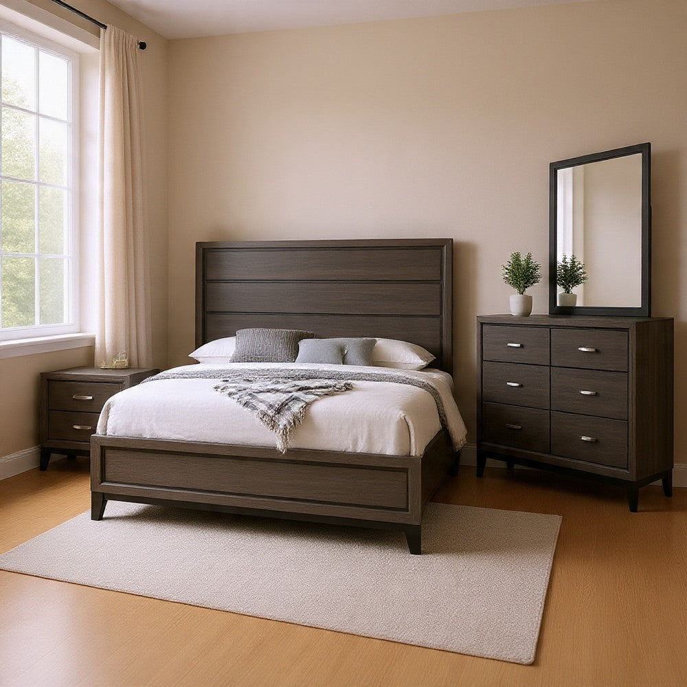 Mela 4pc King Bedroom Set | Nightstand Dresser and Mirror | Oak Gray