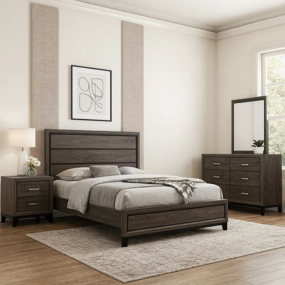 Mela 4pc King Bedroom Set | Nightstand Dresser and Mirror | Oak Gray