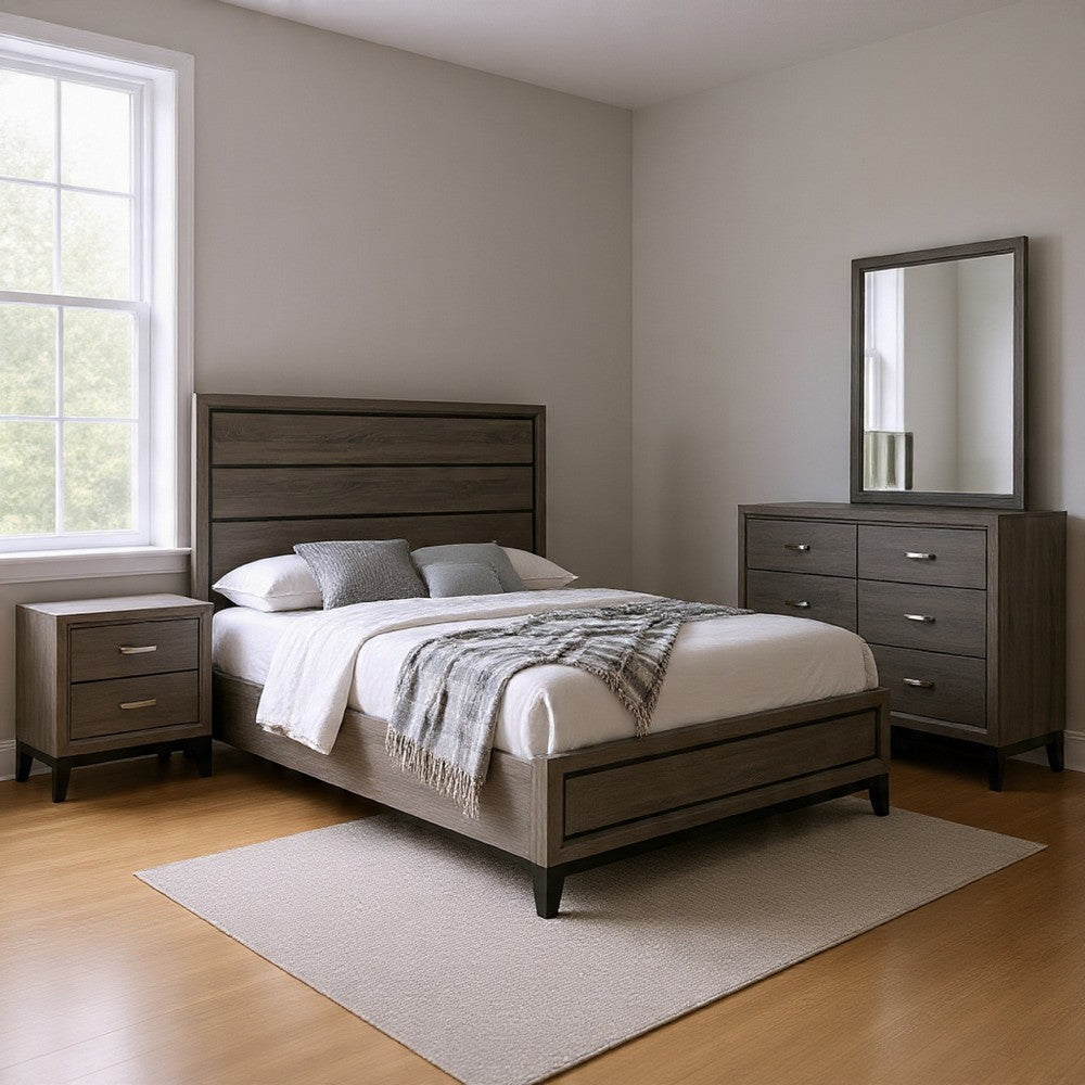 Mela 4pc King Bedroom Set | Nightstand Dresser and Mirror | Oak Gray