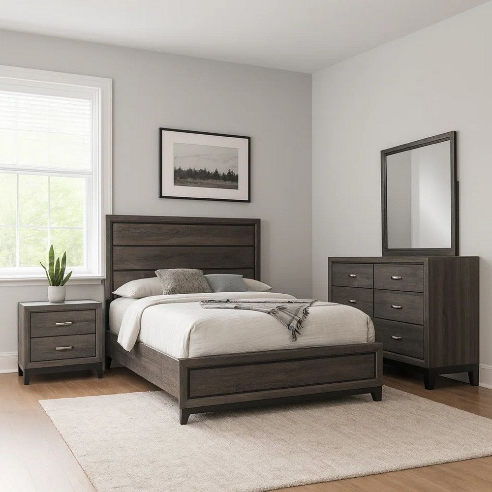 Mela 4pc King Bedroom Set | Nightstand Dresser and Mirror | Oak Gray