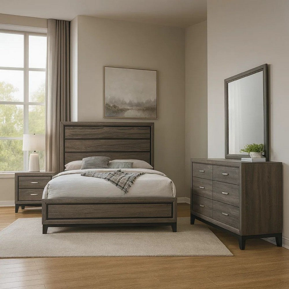 Mela 4pc King Bedroom Set | Nightstand Dresser and Mirror | Oak Gray