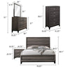 Mela 5pc King Bed Set | Nightstand Dresser Chest and Mirror | Oak Gray BM340082