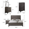 Mela 5pc King Bed Set | Nightstand Dresser Chest and Mirror | Oak Gray