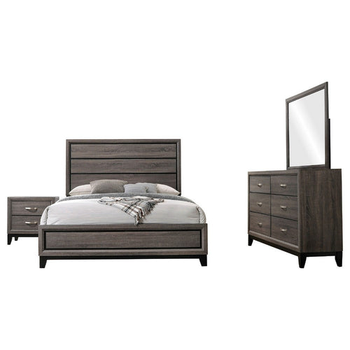 Mela 4pc Cal King Bedroom Set | Nightstand Dresser | Mirror | Oak Gray