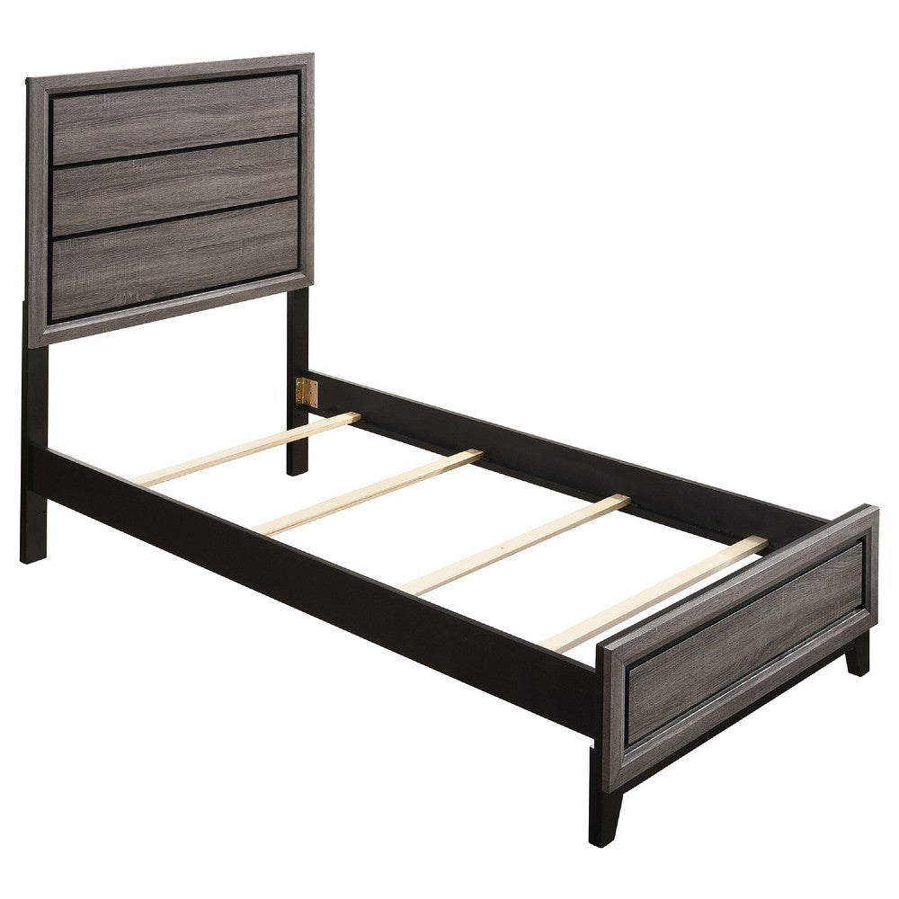Mela 5pc Twin Bed Set | Nightstand Dresser Chest and Mirror | Oak Gray BM340086