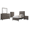 Mela 5pc Twin Bed Set | Nightstand Dresser Chest and Mirror | Oak Gray