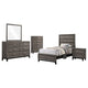 Mela 5pc Twin Bed Set | Nightstand Dresser Chest and Mirror | Oak Gray
