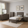 Mela 5pc Twin Bed Set | Nightstand Dresser Chest and Mirror | Oak Gray