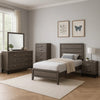 Mela 5pc Twin Bed Set | Nightstand Dresser Chest and Mirror | Oak Gray BM340086
