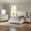 Dini Glam 4pc Queen Bedroom Set, Tufted Wingback in White Velvet w Crystals
