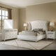 Dini Glam 4pc Queen Bedroom Set, Tufted Wingback in White Velvet w Crystals