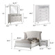 Dini Glam 5pc Queen Bedroom Set, Tufted Wingback in White Velvet w Crystals