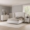 Dini Glam 5pc Queen Bedroom Set, Tufted Wingback in White Velvet w Crystals