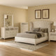 Dini Glam 5pc Queen Bedroom Set, Tufted Wingback in White Velvet w Crystals