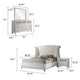 Dini Glam 4pc King Bedroom Set, Tufted Wingback in White Velvet w Crystals