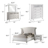 Dini Glam 5pc King Bedroom Set Tufted Wingback in White Velvet w Crystals BM340090