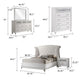 Dini Glam 5pc King Bedroom Set Tufted Wingback in White Velvet w Crystals BM340090