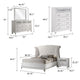 Dini Glam 5pc King Bedroom Set, Tufted Wingback in White Velvet w Crystals