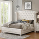Dini Glam 5pc King Bedroom Set, Tufted Wingback in White Velvet w Crystals
