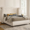 Dini Glam 5pc King Bedroom Set, Tufted Wingback in White Velvet w Crystals