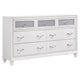Dini Glam 4pc Cal King Bedroom Set, Tufted Wingback in White Velvet w Crystals