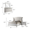 Dini Glam 4pc Cal King Bedroom Set, Tufted Wingback in White Velvet w Crystals