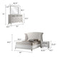 Dini Glam 4pc Cal King Bedroom Set, Tufted Wingback in White Velvet w Crystals
