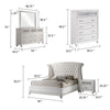 Dini Glam 5pc Cal King Bedroom Set Tufted Wingback in White Velvet w Crystals BM340092