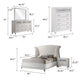Dini Glam 5pc Cal King Bedroom Set Tufted Wingback in White Velvet w Crystals BM340092