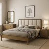 Deon 4pc Queen Bedroom Set | Upholstered Headboard | Brown Hardwood BM340095