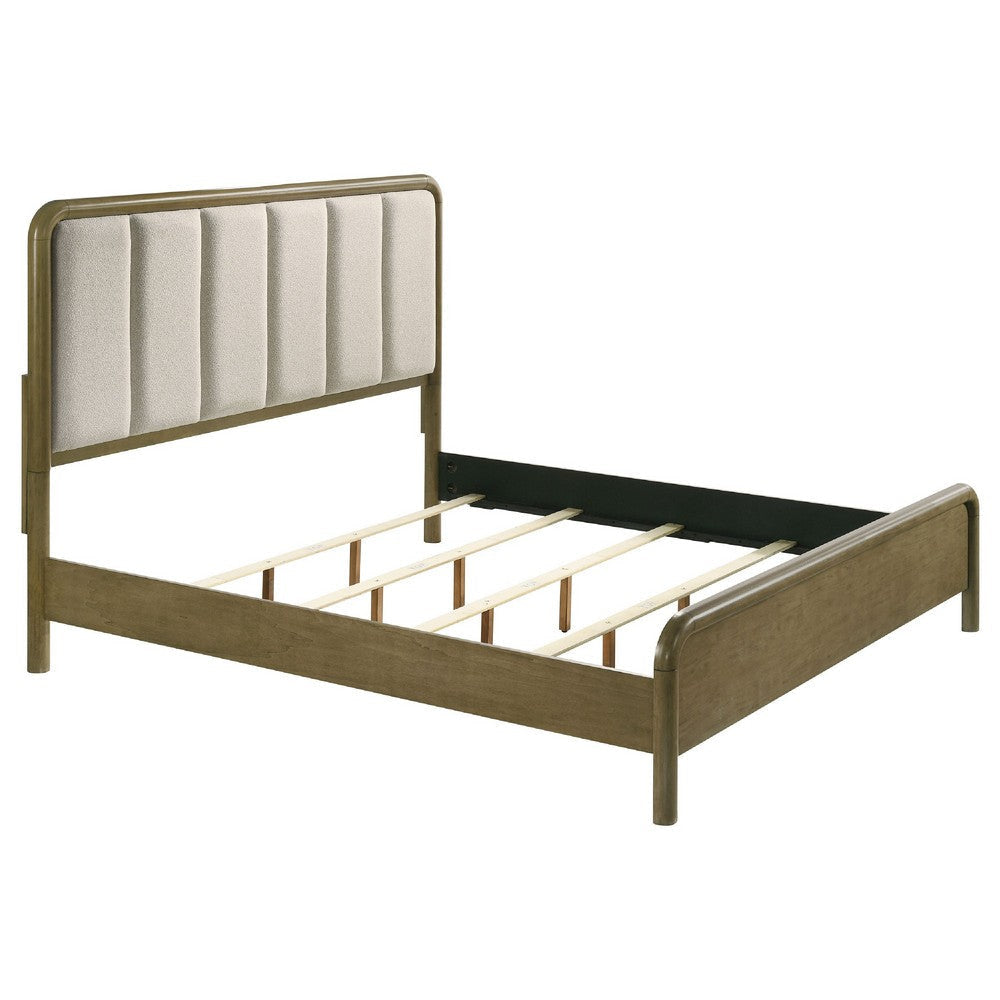 Deon 4pc King Bedroom Set | Brown Hardwood | Channel Tufted Upholstery BM340097