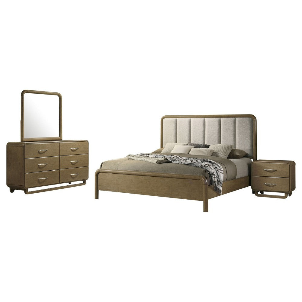 Deon 4pc California King Bedroom Set | Brown | Channel Tufted Upholstery
