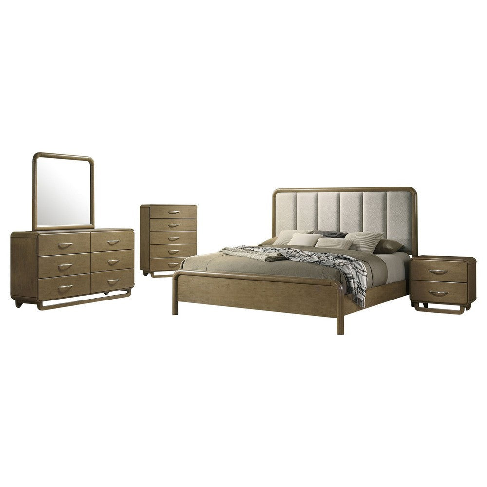 Deon 5pc California King Bedroom Set | Brown | Channel Tufted Upholstery